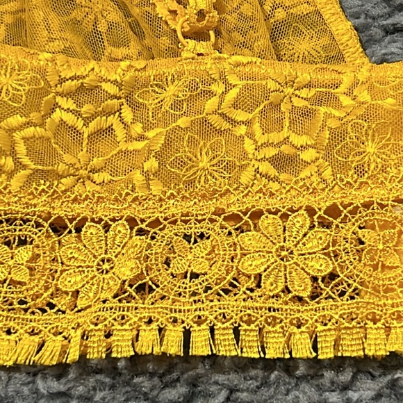 Free People Ella Lace Longline Bralette Yellow Gold Size small - Picture 7 of 12
